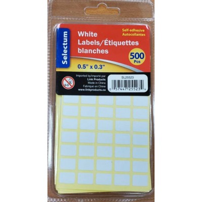 Étiquettes Blanches Autocollantes 0.5''x0.3''/500