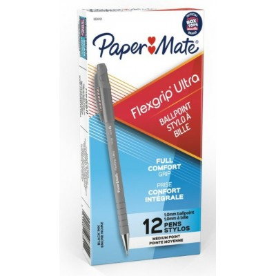 Boite de Stylo Bille Flexgrip Moyen 1mm/12 - Noir