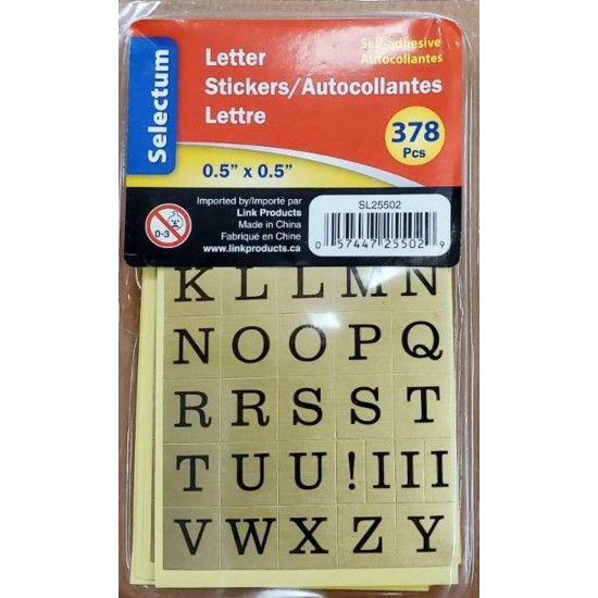 Lettres Autocollantes Or  0.5'' x 0,5''/378