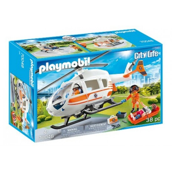 Playmobil City Life  - Hélicoptère de Secours #70048
