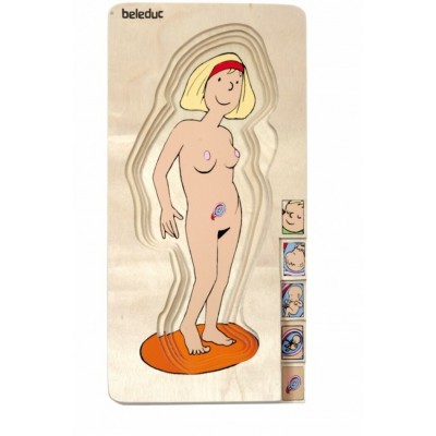 Casse-Tête de Bois / 27 mcx à Étage - Maman et son Bébé
