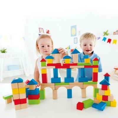 Blocs en Bois Colorés/100 pièces