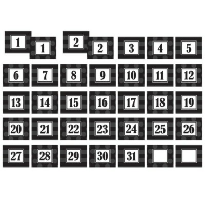 Dates Pour Calendrier : Carré Blanc et Noir Recto-Verso/36 pièces