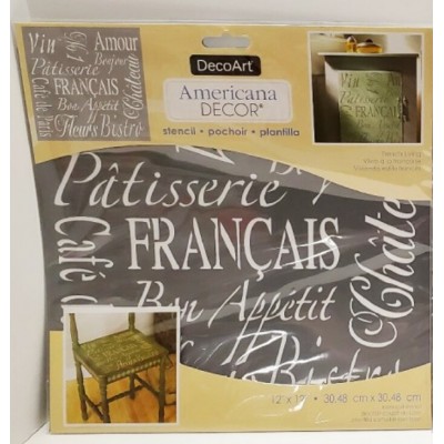 Pochoir 12 x 12'' : Vivre à la Française