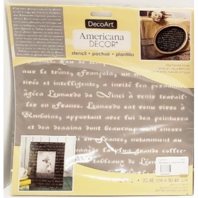 Pochoir 12 x 12'' : Texte en Vieux Français