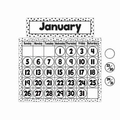 Dates Pour Calendrier : Noir et Blanc\36