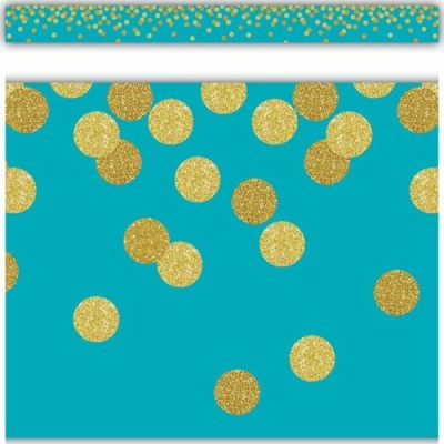 Bordure :  Confetti sur Fond Turquoise