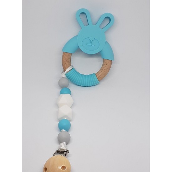 Attache-suce Jouet en bois Lapin bleu
