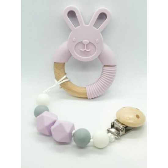 Attache-suce Jouet en bois Lapin violet