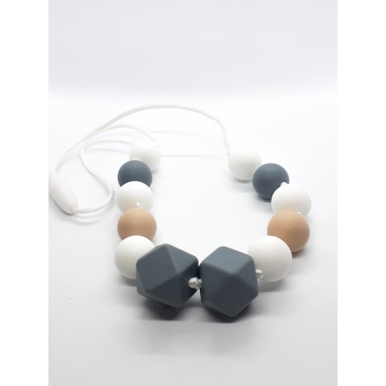 Collier enfant blanc et gris