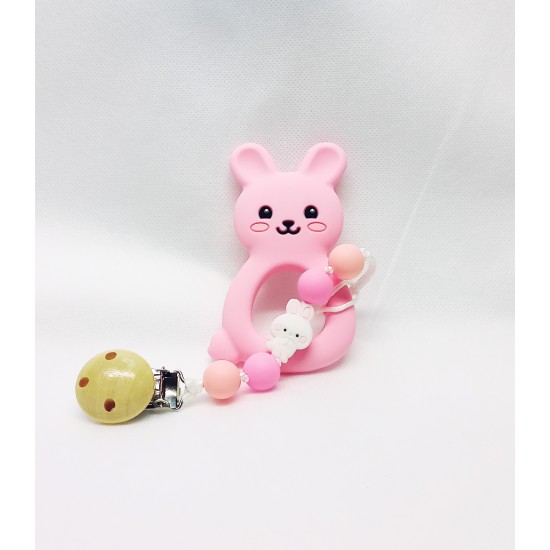 Attache-suce Jouet en silicone Lapin rose