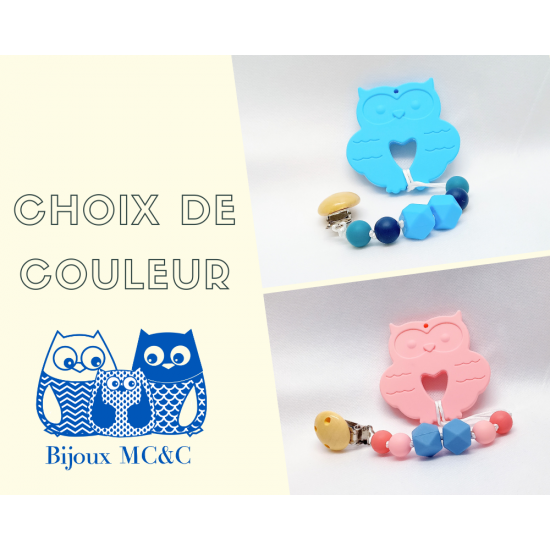 Attache-suce Jouet en silicone Hibou - Couleurs...