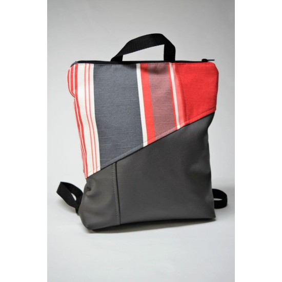 Sac à dos GRIS CHARCOAL ET RAYÉ ROUGE SDOS-502