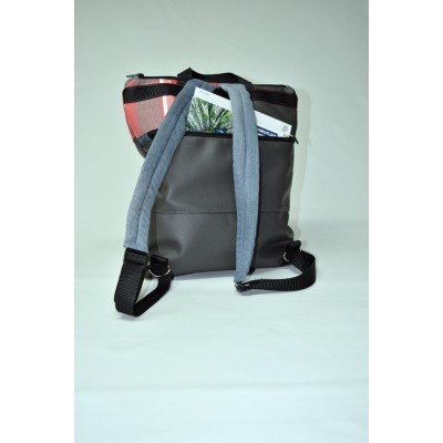 Sac à dos GRIS CHARCOAL ET RAYÉ ROUGE SDOS-502