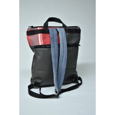 Sac à dos GRIS CHARCOAL ET RAYÉ ROUGE SDOS-502