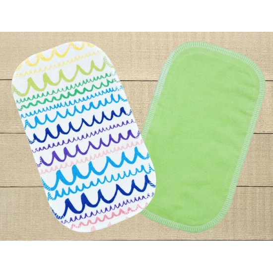 Lingettes hygiéniques: vagues colorées revers vert lime