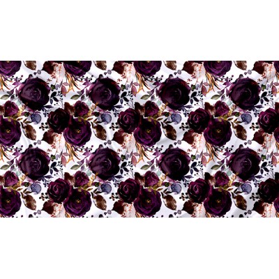 Minky Motif Floral Violacé - IMPRIMÉ AU QUÉBEC...