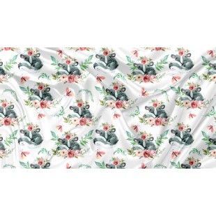 Minky Motif Moufette et fleurs - IMPRIMÉ AU...