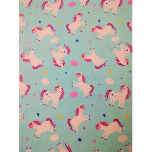 flanelle licorne bleu 1 mètre