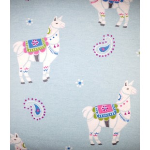 flanelle lamas cyan 1 mètre