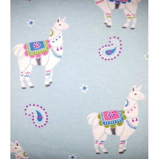flanelle lamas cyan 1 mètre