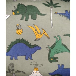 flanelle dino vert 1 mètre