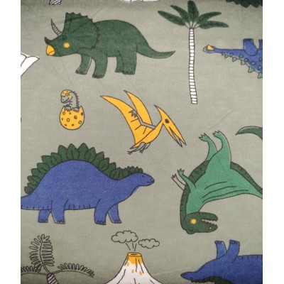 flanelle dino vert 1 mètre