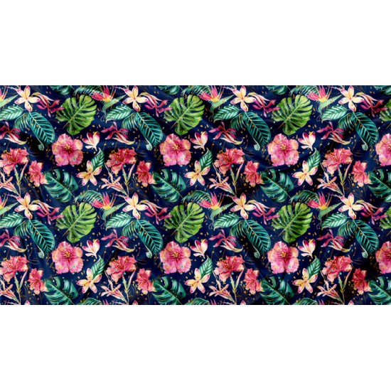 Minky Motif Fleur Tropical Hibiscus - IMPRIMÉ AU QUÉBEC À NOTRE ATELIER