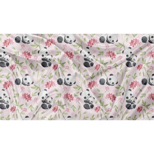 Minky Motif Panda et fleurs - IMPRIMÉ AU QUÉBEC...