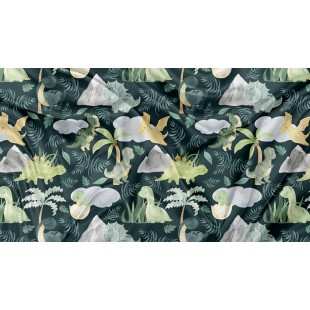 Minky Motif Dinosaure Vert - IMPRIMÉ AU QUÉBEC...
