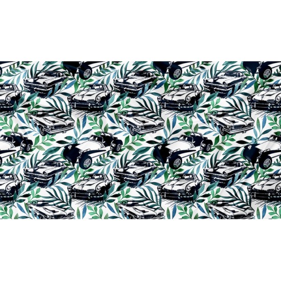 Minky Motif Auto Vintage - IMPRIMÉ AU QUÉBEC À NOTRE ATELIER