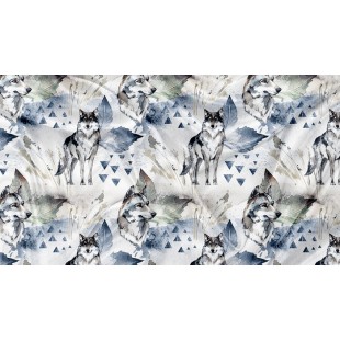 Minky Motif Loup Triangle Feuille - IMPRIMÉ AU...