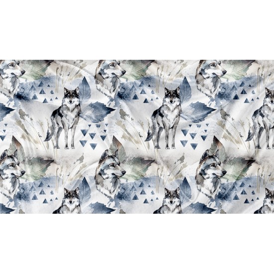 Minky Motif Loup Triangle Feuille - IMPRIMÉ AU QUÉBEC À NOTRE ATELIER