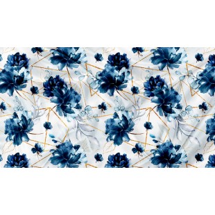 DBP Motif Floral Géométrique Bleu - IMPRIMÉ AU...