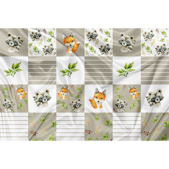 Minky Motif Patchwork Raton Renard - IMPRIMÉ AU QUÉBEC À NOTRE ATELIER