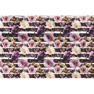 Minky Motif Floral Ligné Violacé - IMPRIMÉ AU...