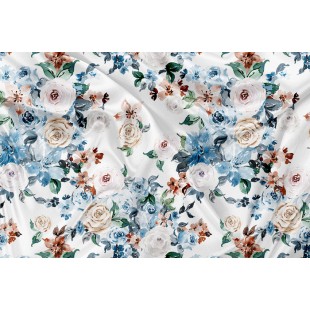 Minky Motif Floral Vintage Bleu - IMPRIMÉ AU...
