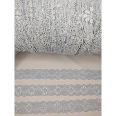 Dentelle extensible bleu pâle (10 mètres)