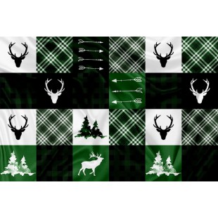 SQUISH Motif Patchwork Cerf Vert - IMPRIMÉ AU...
