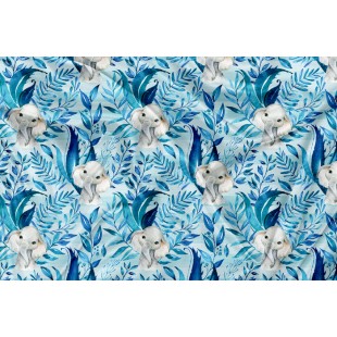 SQUISH Motif Éléphant Feuillage Bleu - IMPRIMÉ...