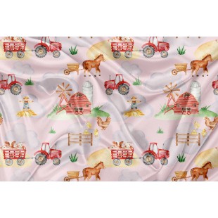 Minky Motif À la ferme Rose - IMPRIMÉ AU QUÉBEC...