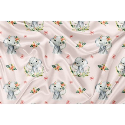 Minky Motif Éléphant Floral Tropical - IMPRIMÉ...