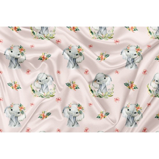 Minky Motif Éléphant Floral Tropical - IMPRIMÉ AU QUÉBEC À NOTRE ATELIER