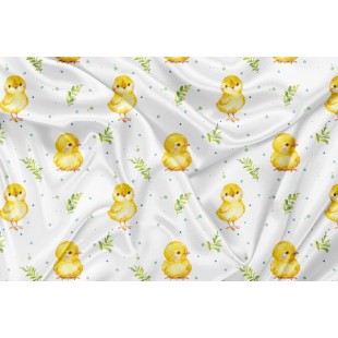 Minky Motif Poussin Feuille - IMPRIMÉ AU QUÉBEC...