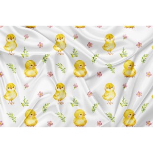 Minky Motif Poussin Fleur - IMPRIMÉ AU QUÉBEC À...