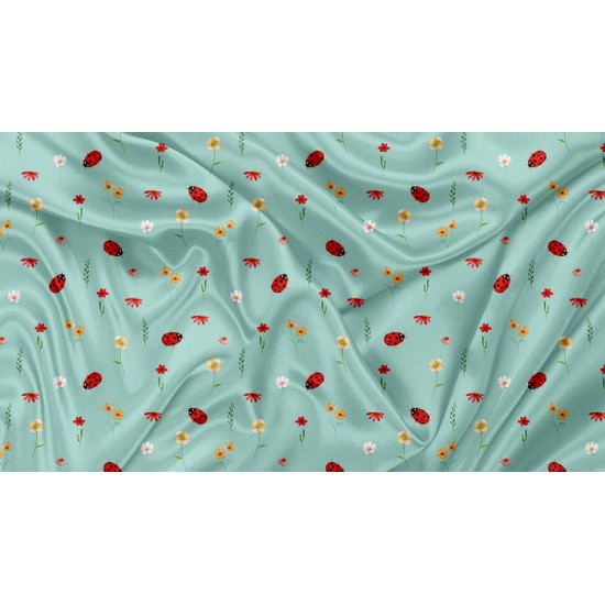 Minky Motif Champ Floral et Coccinelle - IMPRIMÉ AU QUÉBEC À NOTRE ATELIER