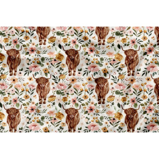 SQUISH Motif Vache Highland Floral - IMPRIMÉ AU QUÉBEC À NOTRE ATELIER