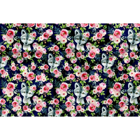 SQUISH Motif Loup Fleur - IMPRIMÉ AU QUÉBEC À NOTRE ATELIER