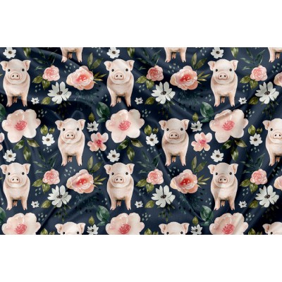 SQUISH Motif Cochon Floral - IMPRIMÉ AU QUÉBEC...