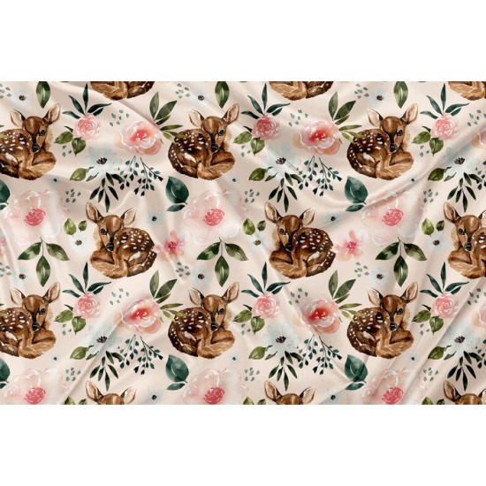 SQUISH Motif Chevreuil Fleur Rose - IMPRIMÉ AU QUÉBEC À NOTRE ATELIER